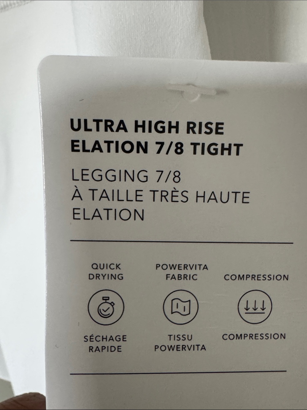 Athleta Ultra High Rise Elation 7/8 Tight Legging - White